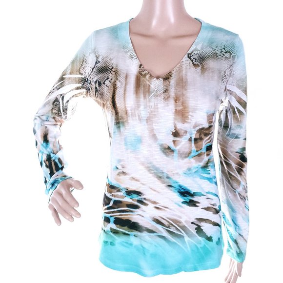 Panhandle Women Slim Long Sleeves Top V-neck Size M - USA - NWT - Picture 1 of 5